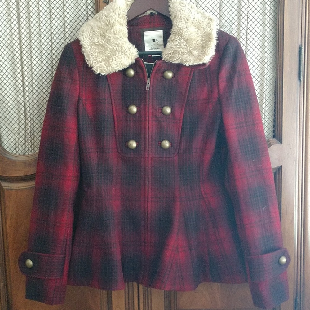 Elevenses sz 6 red plaid jacket (Anthropologie)